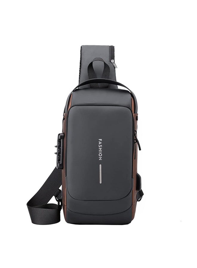Waterproof Polyester Slim Unisex Crossbody Sling Bag Chest Backpack Men's Shoulder Bag, Leisure Travel Handbag, Hard Shell Anti-Theft Chest Bag - Image 2